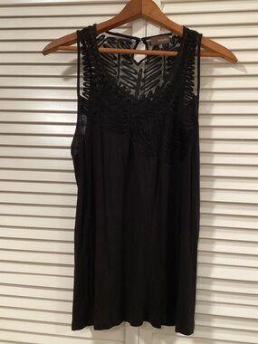 crosby. Black Mesh panel baroque Embroidered Sleeveless Top